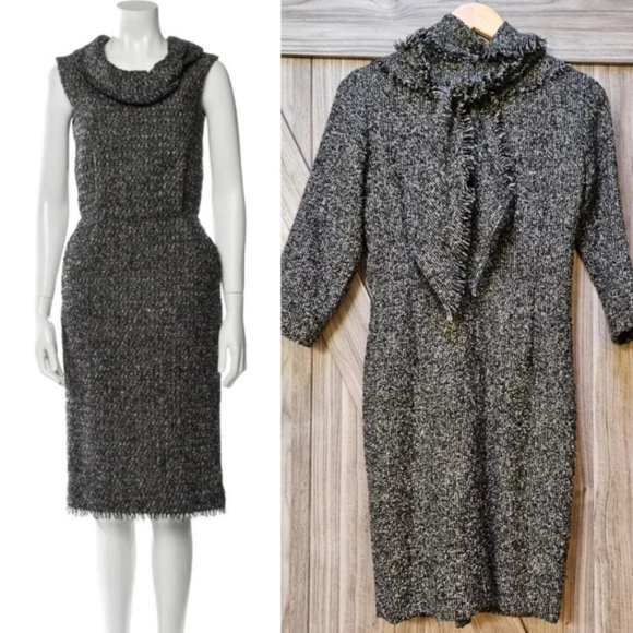 Oscar de la Renta Vintage 2004 Silk Sheath Midi Dress - Picture 1 of 12